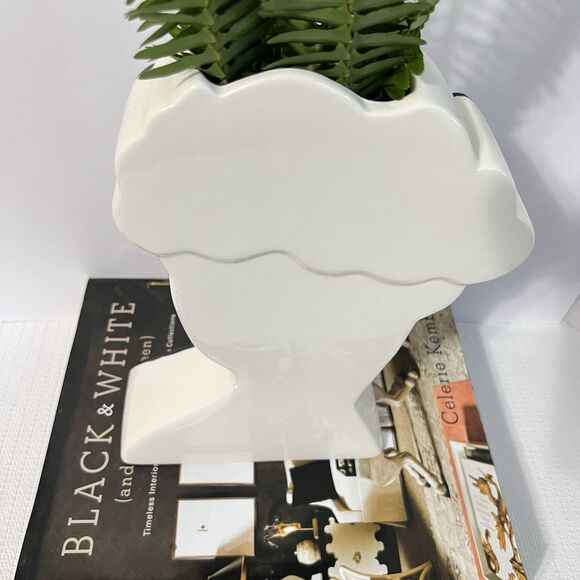 Elegant Head Ceramic Vase Planter Bridgerton Victorian Bust Black and White - Picture 17 of 17